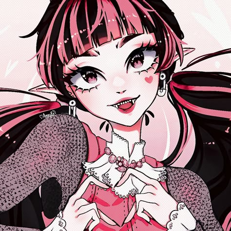 Valentine Monster High, Monster High Vampire, Monster High Anime, Draculaura Art, Draculaura Fanart, Vampire Icon, Draculaura Pfp, Draculaura Icon, Monster H