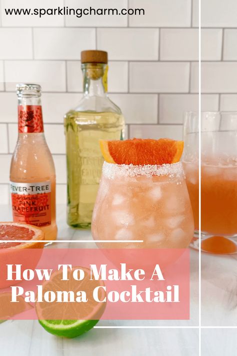 Served ice cold, this Pretty to Drink Grapefruit Paloma recipe is an all around refreshing treat. Today I am sharing How To Make A Paloma Cocktail. #grapefruitrecipes #paloma #PINKGRAPEFRUIT #classic paloma How To Make A Paloma Drink, Pink Paloma Cocktail, Best Paloma Recipe, Paloma Drink Recipe, Tequila Paloma Recipe, Paloma Cocktail Tequila Recipe, Paloma Cocktail Recipes, Paloma Cocktail Tequila, Grapefruit Paloma Recipe