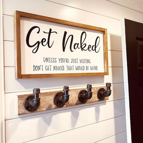 Farmhouse Side Table, Funny Bathroom Decor, Room Transformation, Wood Frame Sign, Bathroom Humor, Diy Interior, Décor Diy, Farmhouse Living, Early American