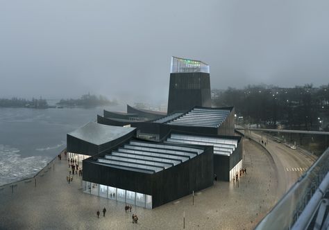 Gallery - Moreau Kusunoki's 'Art in the City' Proposal Wins Guggenheim Helsinki Competition - 6 Guggenheim Helsinki, French Practice, Museum Plan, Black Museum, John Pawson, Architectural Rendering, Architectural Competition, Living Modern, Guggenheim Museum