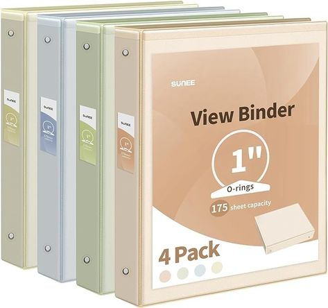 Amazon.com : SUNEE 3 Ring Binder 1 Inch 4 Pack, Clear View Binder Three Ring PVC-Free (Fit 8.5x11 Inches) for School Binder or Office Binder Supplies, Neutral Aesthetic Binder : Office Products Aesthetic Binder, 1 Inch Binder, Teacher Wish List, School Binder, Sheet Protectors, Neutral Aesthetic, Binder Organization, Three Rings, 3 Ring Binder