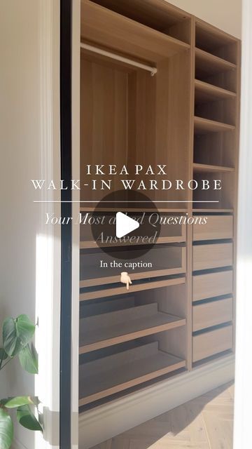 Hilary & Lee on Instagram: "I’ve had quite a few questions about our IKEA PAX walk-in wardrobe, so I’m answering them all here! Let me know if there’s anything else you’re curious about!

Room size: 
• Height 2380mm
• length 3280mm 
• width 1790mm

PAX wardrobe frames: White-stained oak effect
• 1 x 100x58x236 cm
• 1 x 75x58x236 cm
• 3 x 50x58x236 cm
Total including accessorises: £1053

Mirror: @williamwood - Theo Black Arched

Flooring: @luxuryflooringfurnishings - Thorpe Pasture Grand Solid Oak Herringbone 

Pocket Door: @lpddoorsuk Soho Black - Reeded Glass Door 

#diyprojects #walkinwardrobe #ikeapax #ikeapaxwardrobe #walkincloset #walkinclosettransformation #walkinwardrobedesign #renovationproject #renovationseries #renovations #neautralstyle #neautralhome #neautraldecor
#homerenovati Ikea Pax White Stained Oak, Ikea Pax Oak, Pax Layout, Walk In Closet Door Ideas, Black Glass Wardrobe, Ikea Closet Ideas Walk In, Pax Wardrobe Layout, Ikea Pax Walk In Closet, Ikea Walk In Closet Ideas