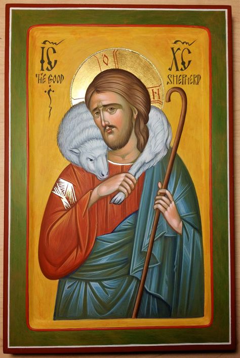 Christ the Good Shepherd Icon, Orthodox Icon of the Lord Jesus Christ, hand painted icon, iconography, Christ The Good Shepherd, Jesus Christ Painting, Paint Icon, Orthodox Christian Icons, Good Shepherd, Religious Paintings, Orthodox Icon, Byzantine Art, The Good Shepherd