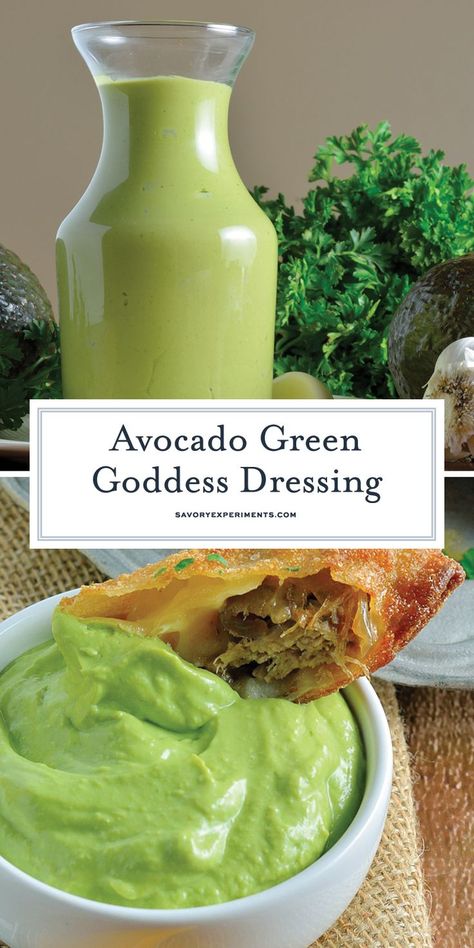 Green Goddess Avocado Dressing, Avocado Goddess Dressing, Green Goddess Sauce Recipe, Simple Green Goddess Dressing, Keto Green Goddess Dressing, Green Dressing For Salad, Easy Green Goddess Dressing, Dressing For Sandwiches, Green Goodness Salad Dressing