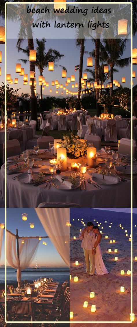 beach wedding ideas for 2017 summer Beach Bbq Wedding, Beach Wedding Anniversary Ideas, Beach Wedding Reception Ideas Outdoors, Beach Wedding Tablescape, Beach Party Decorations Outdoor, Evening Beach Wedding, Wedding Lighting Ideas, Hawaii Ideas, Wedding Ideas Beach