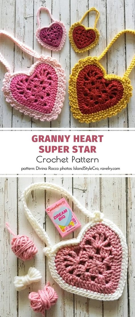 Crochet Gifts Patterns Free, What To Crochet For Valentines Day, Valentine's Crochet Patterns, Crafts To Make For Valentines Day, Granny Square Hearts Free Pattern, Valentines Gift Crochet, Things To Crochet Your Grandma, Easy Crochet Valentines, Cute Crochet Valentines