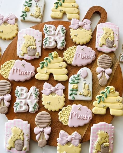 Winnie The Pooh Baby Shower Girl Ideas Decoration, Winnie The Pooh Baby Shower Cookies Girl, Winnie The Pooh Cookies Baby Girl, Pink Pooh Baby Shower Ideas, Whinne Pooh Baby Shower Girl, Baby Girl Winnie The Pooh Shower Ideas, Baby Shower Themes Girl Winnie The Pooh, Vintage Winnie The Pooh Cookies, Winnie The Pooh Baby Shower Cookies