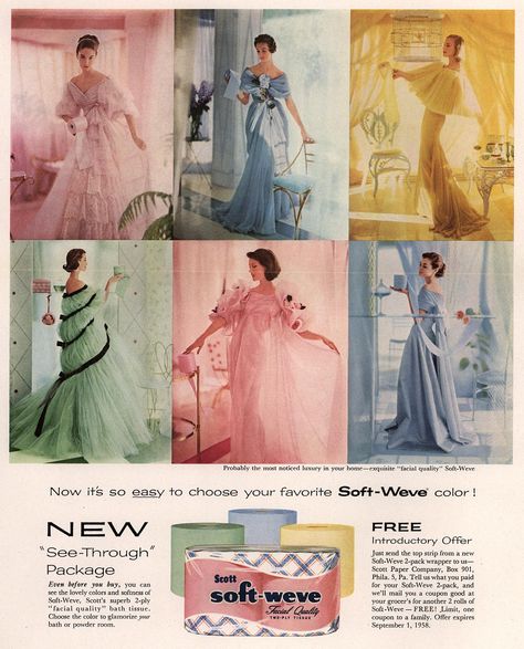 monochromatic Colored Toilets, Pink Toilet, Vintage Toilet, Retro Advertising, Retro Ads, Old Ads, Vintage Love, Vintage Beauty, Beautiful Gowns