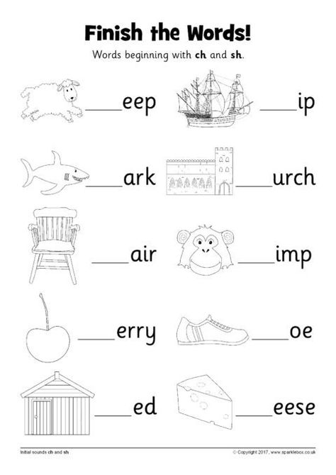 Ch And Sh Words Worksheets Free Phonics Worksheets, Digraphs Worksheets, Phonics Worksheets Free, Blends Worksheets, English Worksheets For Kindergarten, Phonics Free, First Grade Phonics, Kindergarten Reading Worksheets, English Worksheet