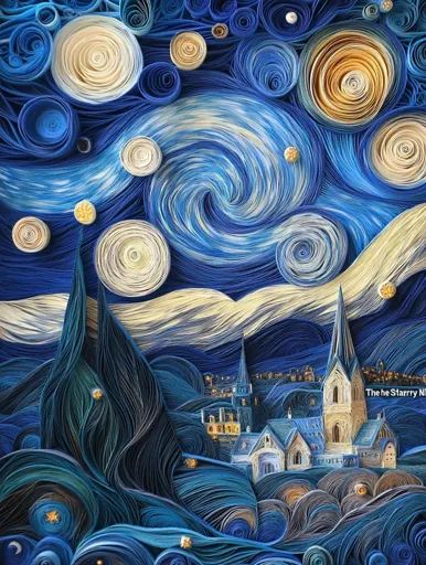 ↑↑↑ Larger size on website 🔸 The image is a paper quilling recreation of Vincent van Gogh's famous painting "The Starry Night." T Famous Van Gogh Paintings, Van Gogh Famous Paintings, Gogh Paintings, Gogh The Starry Night, The Starry Night, Van Gogh Paintings, Starry Night Van Gogh, Vincent Van, Paper Quilling