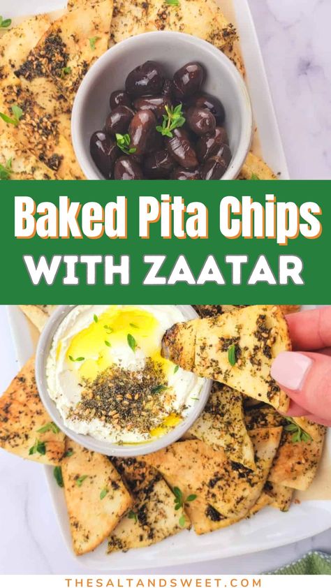 Forget the bag, this homemade baked pita chips recipe bakes up perfectly crispy and delicious. Plus, they are so much healthier than packaged pita chips since you control the amount of oil and the sprinkle of zaatar, adds so much flavor. Avocado Hummus Recipe, Pita Chips Recipe, Zaatar Recipe, Air Fryer Recipes Chicken Breast, Baked Pita Chips, Homemade Pita Chips, Whole Wheat Pita Bread, Sweet Kitchen, Easy Main Dishes