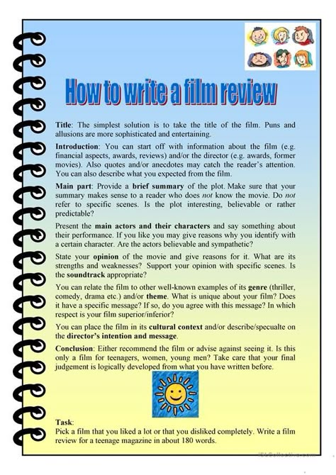 how to write a film review - English ESL Worksheets for distance learning and physical classrooms 1000 Word Essay, Essay Writing Examples, Writing Support, Best Writing, Review Essay, Paper Writer, Best Essay Writing Service, Critical Essay, Essay Writing Skills