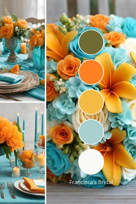 10 Stunning Orange Wedding Color Palette Ideas for Your Special Day - Francisca's Bridal Orange Wedding Color Palette, Wedding Color Palette Ideas, Orange Wedding Themes, Wedding Theme Color Schemes, Orange Wedding Colors, Yarn Color Combinations, Wedding Color Pallet, Wedding Color Ideas, Wedding Color Combos