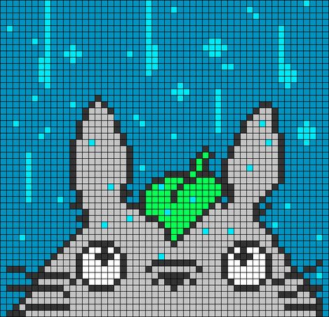 Alpha pattern #27340 | BraceletBook Totoro Grid Pattern, Cryptid Cross Stitch Pattern, Totoro Alpha Pattern, Crochet Tapestries, Graph Crochet, Easy Pixel Art, Pixel Crochet, Pixel Art Grid, Tapestry Crochet Patterns