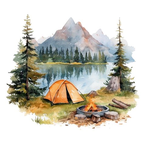 11 Camping Trailer Clipart, Camping, Traveling, Printable Watercolor Clipart, High Quality JPG, Digital Download, Paper Craft, Junk Journals - Etsy Travel Watercolor Journal, Camping Scene Illustration, Hiking Watercolor, Tent Watercolor, Camping Clip Art, Camping Watercolor, Camping Painting, Camping Tattoo, Camping Drawing