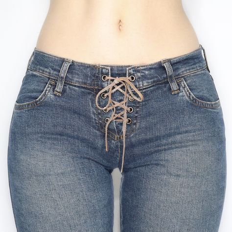 Size 6 Girl, Low Rise Button Fly Jeans, Cute Low Rise Pants, Y2k Low Rise Jeans, Small Hips, Lace Up Jeans, Low Waisted Pants, 2000s Jeans, Body Details