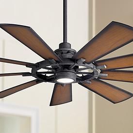 65" Kichler Gentry Distressed Black LED Wagon Wheel Ceiling Fan Covered Deck Ideas Decor, Mountain Condo Decor, Texas Star Decor, Cabin Style Living Room, Basement Upgrades, Living Room Ceiling Fans, Covered Deck Ideas, Western Living Rooms, Living Room And Kitchen Decor