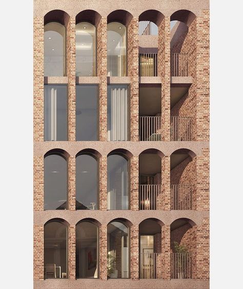 Walthamstow Housing | Architecture for London | Archinect Arcades Architecture, Arcade Architecture, Brick Arch, Arch Architecture, London Architecture, Architect Design House, Brick Architecture, Prefabricated Houses, Brick Facade