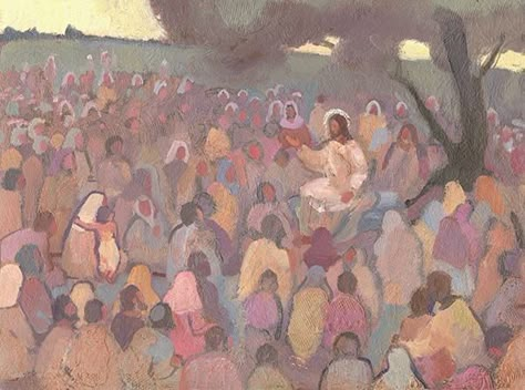 Lds Aesthetic, J Kirk Richards, Unity Consciousness, Paintings Of Christ, Lds Artwork, Biblical Artwork, Sermon On The Mount, Jesus Artwork, Maria Magdalena