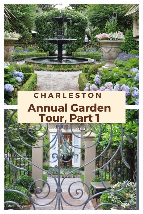 Charleston Annual Garden Tour- Part I - 2 Sisters Recipes by Anna and Liz Cottage Garden Plan, Modern Front Yard Landscaping Ideas, Formal Garden Design, Modern Front Yard Landscaping, Charleston Gardens, Narrow Garden, Annual Garden, Modern Front Yard, Small Courtyard Gardens