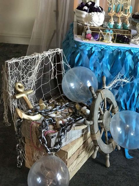 Under The Sea Booth Ideas, Under The Sea Party Entrance, Treasure Under The Sea, Diving Theme Party, Atlantis Decorations Theme Parties, Atlantis Themed Party, Prom Themes Under The Sea, Under The Sea Banquet, Underwater Prom Theme