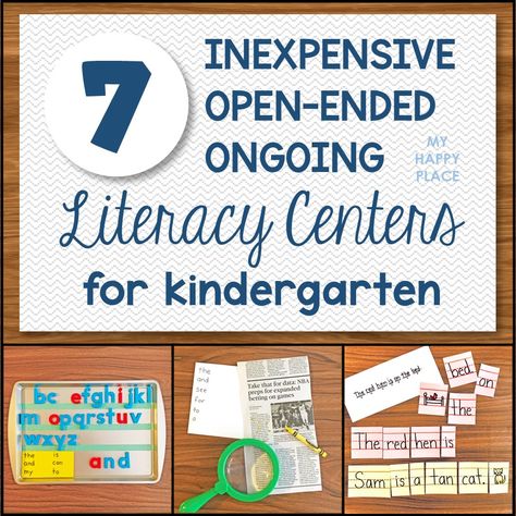 7 Inexpensive, Open-Ended, and Ongoing Literacy Centers for Kindergarten No Prep Literacy Centers Kindergarten, Kindergarten Literacy Centres, Kindergarten Centers Ideas, Literacy Stations Kindergarten, Free Literacy Centers, Kindergarten Center Rotation, Learning Centers Kindergarten, Literacy Rich Classroom, Kindergarten Ela Centers