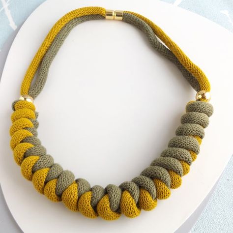 Chunky Macrame, Elsa Necklace, Macrame Jewellery, Cotton Cord Necklace, Golden Beads, Avocado Green, Rope Necklace, Organza Gift Bags, Box Gift