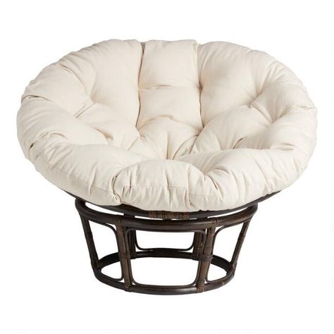 Ivory Elora Papasan Chair Cushion | World Market Cali Bedroom, Double Papasan Chair, World Market Chair, Papasan Chair Cushion, Dorm Packing, Saucer Chair, Papasan Cushion, Circle Chair, House Elves