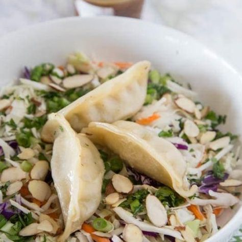 Potstickers Asian Chopped Salad - Dinners, Dishes, and Desserts Potsticker Salad, Salad Dinners, Asian Chopped Salad, Pot Sticker, Pot Stickers, Salad Toppings, Coleslaw Mix, Nutrition Labels, Chopped Salad