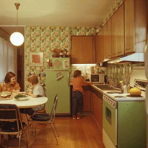 Unlock The Secrets Of The 1970s: Transform Your Kitchen Into A Retro Haven - Edward George Modern 70s Home, 1970s Interior Design, 1980s Kitchen, 80s Deco, Dreamy Interiors, 1980s Decor, 70s Interior Design, 70s Kitchen, 1970s Kitchen