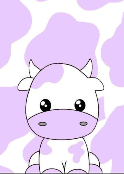 Dibujos Astetics Faciles, Kawaii Cows, Light Purple Wallpaper, Lyna Youtube, Purple Cow, Cow Face, Cow Pictures, Cute Simple Wallpapers, Preppy Wallpaper