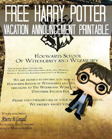 Free Harry Potter Vacation Announcement Printable for Universal Studios Hollywood in California! Harry Potter Universal Studios Invitation, Surprise Trip To Universal Orlando, Harry Potter Vacation Announcement, Universal Studios Surprise Ideas, Universal Studio Surprise Trip, Universal Studios Tickets Printable Free, Universal Surprise Trip Reveal, Universal Studios Gift Reveal, Universal Trip Reveal