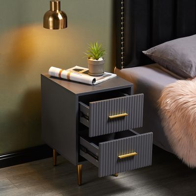 Cloakroom Storage, Grey And Gold Bedroom, Luxury Bedside Table, Gray Nightstand, Bedside Essentials, Modern Bedside, Gold Bedroom, White Nightstand, Drawer Design