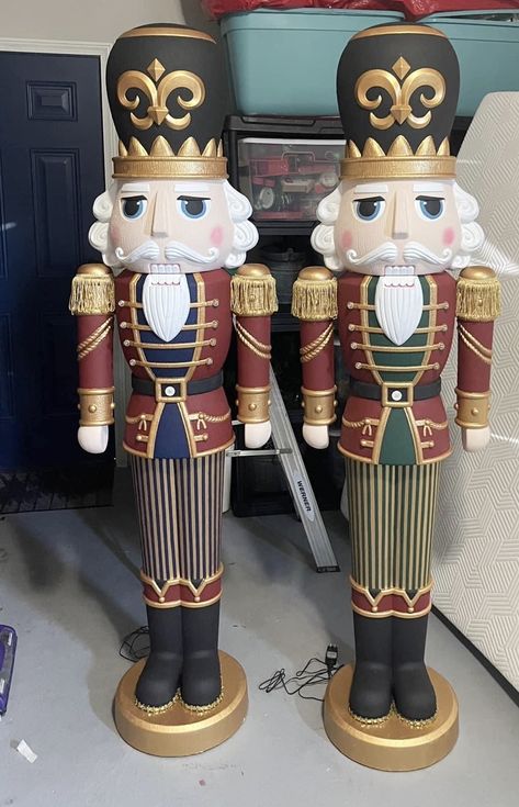 Walmart Painted Nutcracker, Walmart Nutcrackers Painted, Walmart Nutcracker, Nutcracker Makeover, Cracker Ideas, Nutcracker Painting, Walmart Paint, Nutcracker Diy, Nutcracker Ideas