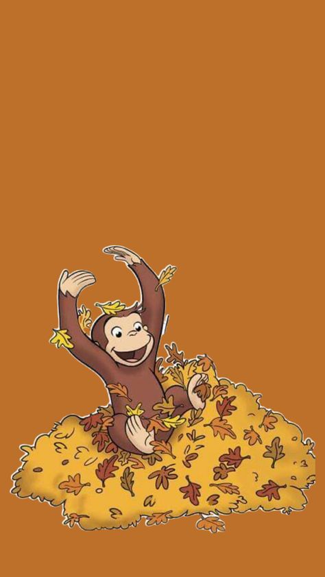 Curious George Christmas Wallpaper, Curious George Wallpaper, Curious George Halloween, Curious George Christmas, Wallpaper Watch, Phone Wallpaper Pastel, Autumn Phone Wallpaper, Fall And Christmas, Monkey Wallpaper