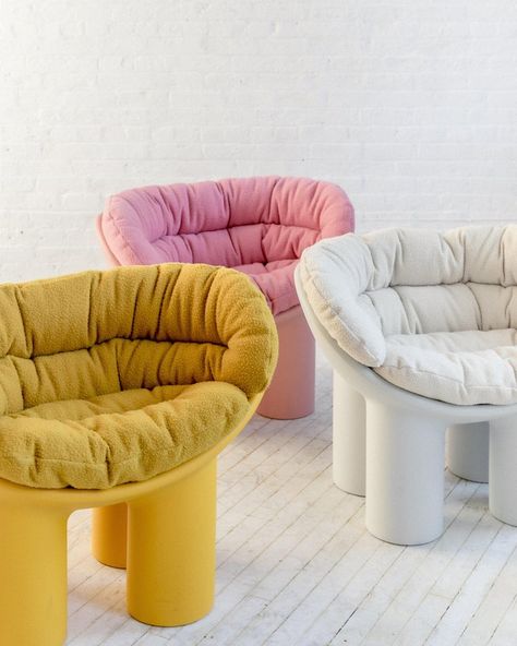 Roly Poly X Casentino Armchair in Yellow with cushion by Faye Toogood For Sale at 1stDibs Puffy Chair Design, Roly Poly Crochet Pattern, Roly Poly Chair Living Room, Crochet Roly Poly, Roly Poly Armchair, Faye Toogood Roly Poly Chair, Roly Poly Chair, Yellow Armchair, Faye Toogood