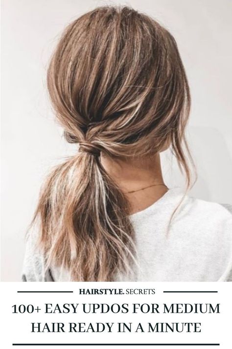 Medium Length Hair Ponytail Styles, Easy Ponytail Hairstyles Medium Shoulder Length, Ponytails For Medium Length Hair, Ponytail Hairstyles For Medium Hair, Medium Length Hair Dos, Medium Length Hair Updos Easy, Cute Ponytails For Medium Hair, Updos For Medium Length Hair Easy, Quick Updos For Medium Hair