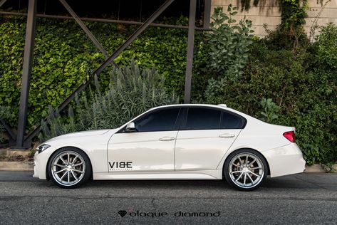 White BMW 3-Series Taken to Another Level with Chrome Blaque Diamond Wheels White Bmw 3 Series, White Bmw, Bmw 3 Series, The White, Bmw Car, Suv Car, Bmw, Wheel, White