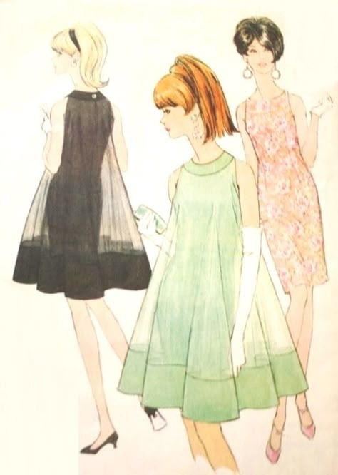 vintage fashion 1960s McCalls pattern dress and "overdress" Áo Blu, Sewing Patterns Dresses, 1960s Dresses, 1960 Fashion, Fashion 1960s, 1960s Dress, Vintage Dress Patterns, 1960's Dress, Couture Mode