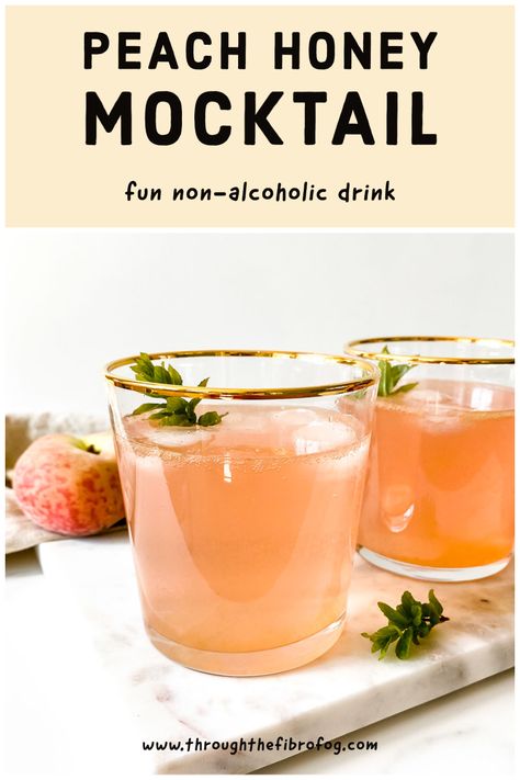 Soda Water Mocktails, Low Histamine Recipes, Peach Tea Recipe, Eras Party, Peach Honey, Mocktail Drinks, Honey Drink, Peach Drinks, Fibro Fog