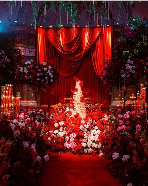 Red Drapes, Red Forest, White Drapes, Forest Theme, Enchanted, White Flowers, Forest, Flowers, Red