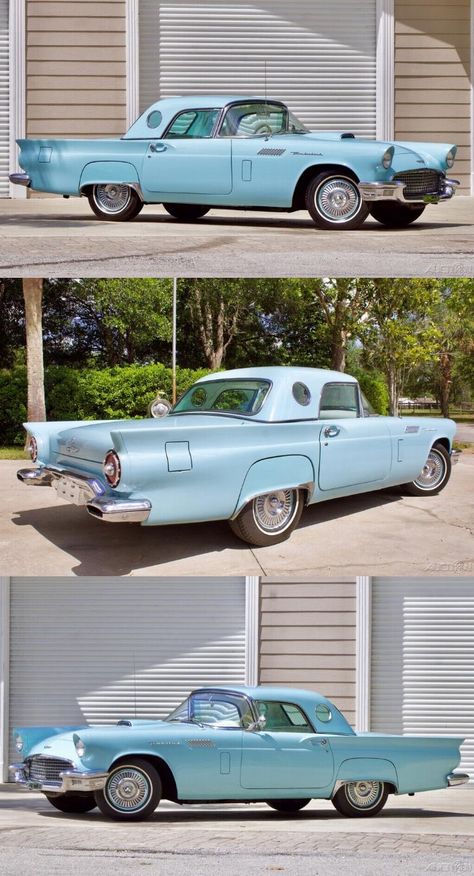 57 Thunderbird, 1957 Ford Thunderbird, Ford Thunderbird Convertible, White Convertible, Thunderbird Convertible, Blue Exterior, Convertible Top, Ford Thunderbird, Azure Blue