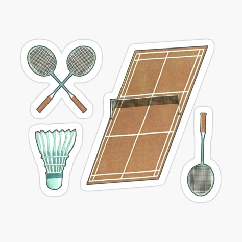 Badminton Stickers Printable, Badminton Stickers, 2x2 Picture, 2x2 Picture Id, Badminton Art, Badminton Court, Draw Hands, Vintage Journal, Educational Projects