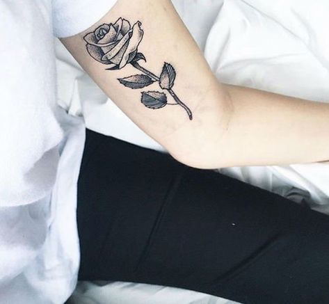 25 Black Rose Tattoo Ideas Bicep Rose Tattoo, Rose Tattoo Men, 25 Tattoo, Black Rose Tattoo, Rose Tattoo Ideas, Tattoo Sleeve Filler, Inner Bicep Tattoo, Tattoo Process, Rose Tattoos For Men