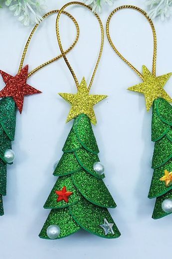 Learn How To Make Christmas Tree Making Ideas - Glitter Foam Christmas Crafts. Ornaments Christmas Tree With Glitter Foam Paper Handmade Christmas Tree. #Christmas #Tree #Handmade Felt Paper Christmas Decor, Foam Paper Christmas Ornaments, Crafts Using Foam Sheets, Foam Diy Craft, Eva Foam Christmas Decorations, Glitter Foam Sheet Crafts Diy Christmas, Foam Paper Christmas Crafts, Foam Ornaments Diy, Glitter Foam Ornaments