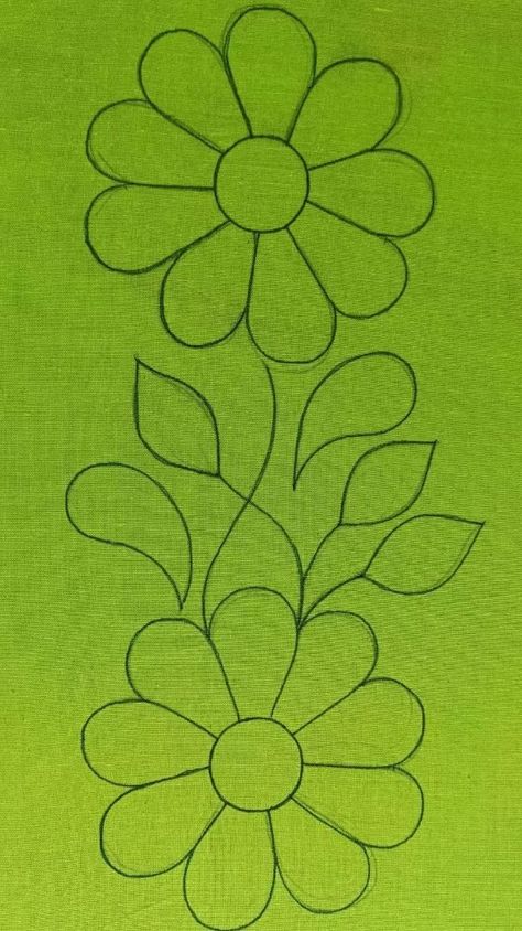 Easy Big Flower Drawings, Tracing Designs For Painting, Aari Embroidery Patterns, Aari Flower Design, Aari Designs For Tracing, Aari Work Tracing Patterns, Aari Embroidery Design, Simple Flower Embroidery Designs, Aari Design