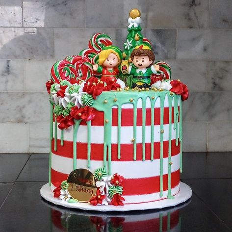 christmas cake, sugar, butter & flour Elf On The Shelf Birthday Cake, Buddy The Elf Birthday Party, Buddy The Elf Birthday Cake, Buddy The Elf Cake, Buddy The Elf Cupcakes, Elf Birthday Cake, Elf Cake Ideas, Buddy The Elf Dessert, Little Debby Christmas Tree Cake