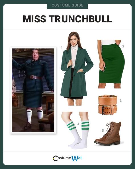 Miss Trunchbull Costume Miss Trunchbull Costume, Trunchbull Costume, Agatha Trunchbull, Miss Trunchbull, Green Winter Coat, Got Costumes, Costume Green, Costume Guide, Oompa Loompa