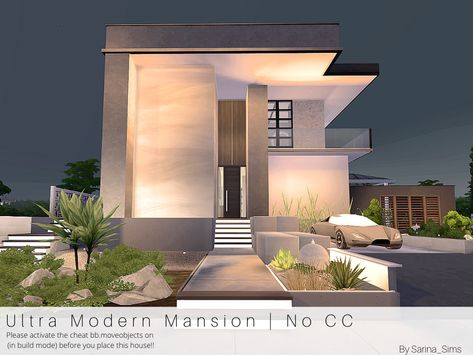 Sims 4 Small Luxury House, Sims 4 Modern House No Cc, Sims 4 Balcony Cc, Sims 4 Rich House, Ultra Modern House, Black Modern House, Rich House, Sims 4 Modern House, Luxury Stairs