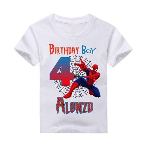 Spiderman Theme Party, Spiderman Birthday Party Decorations, Spider Man Birthday, It's My Birthday Shirt, Spiderman Shirt, Spiderman Birthday Party, Family Birthday Shirts, Number Shirt, Mens Birthday Party